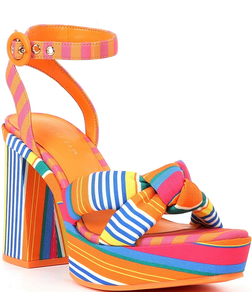 Copper Key Beverly Striped Knot Detail Platform Sandals