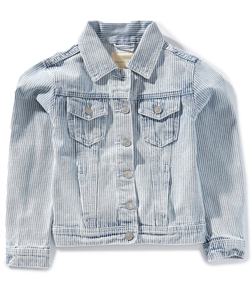 Copper Key Big Girls Easy Striped Denim Jacket