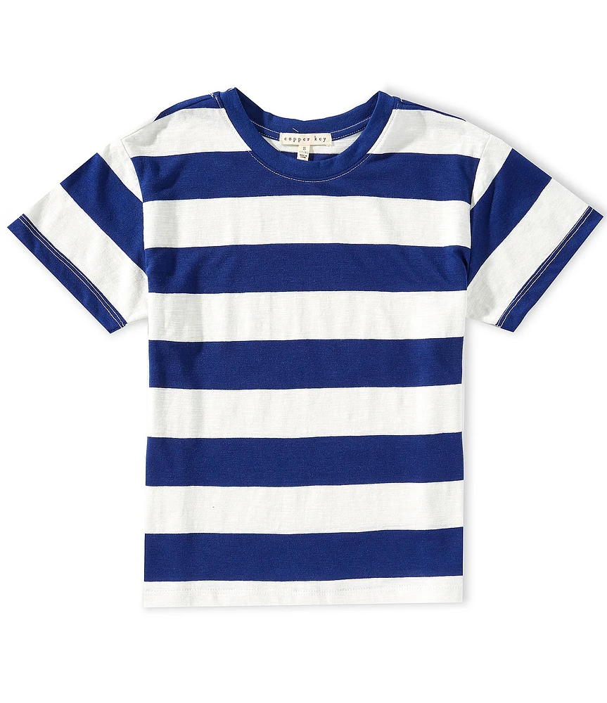 Copper Key Big Girls Short Sleeve Big Stripe Relaxed Boxy T-Shirt