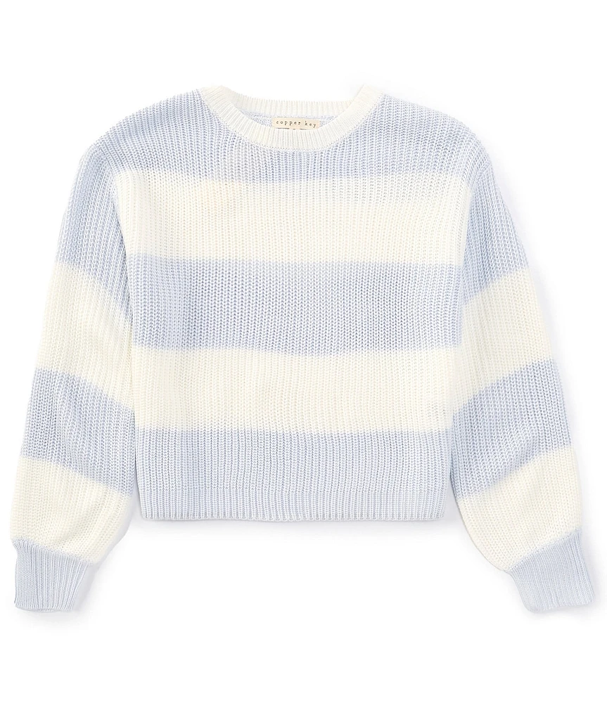 Copper Key Big Girls Stripe Shaker Long Sleeve Relaxed Sweater