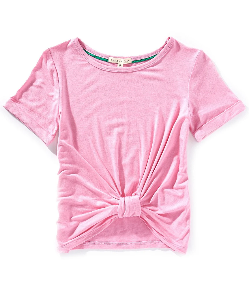 Copper Key Big Girls Tie Front Short Sleeve T-Shirt