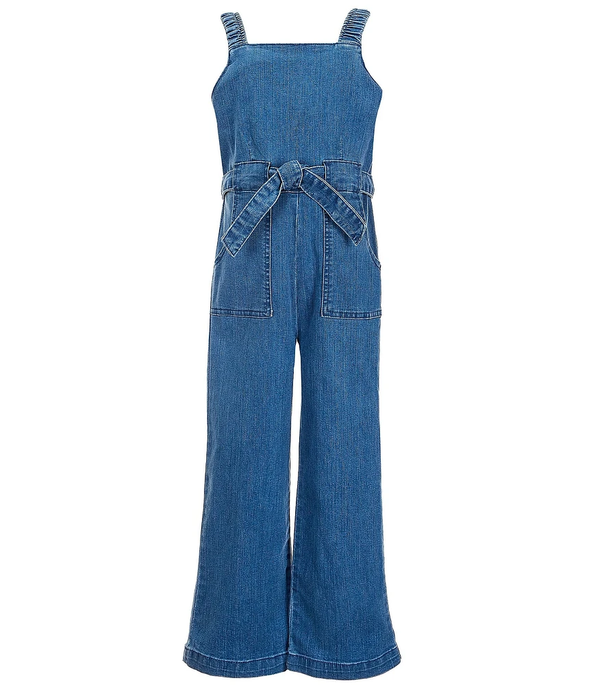 Copper Key Big Girls Tie Waist Sleeveless Denim Jumpsuit
