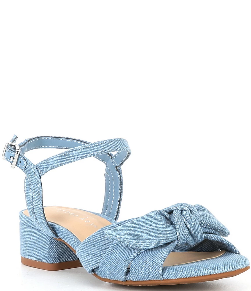Copper Key Girls' Divine Denim Twist Bow Block Heel Sandals (Toddler)