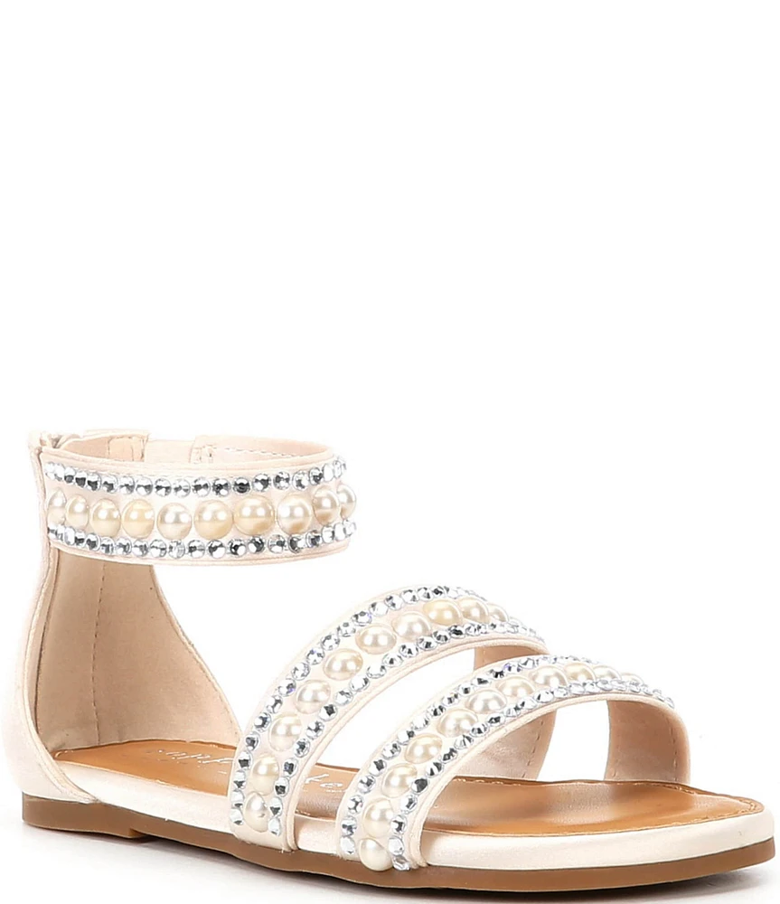 Copper Key Girls' Lucy Satin Pearl Embellished Sandals (Toddler)