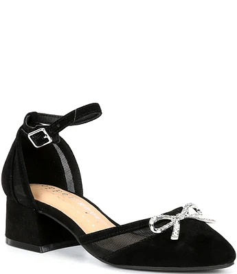 Copper Key Girls' Poppy Suede Rhinestone Bow Dress Heels (Toddler)