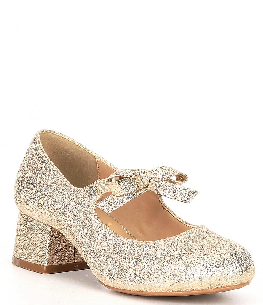 Copper Key Girls' Starlet Metallic Glitter Bow Detail Dress Heels (Toddler)