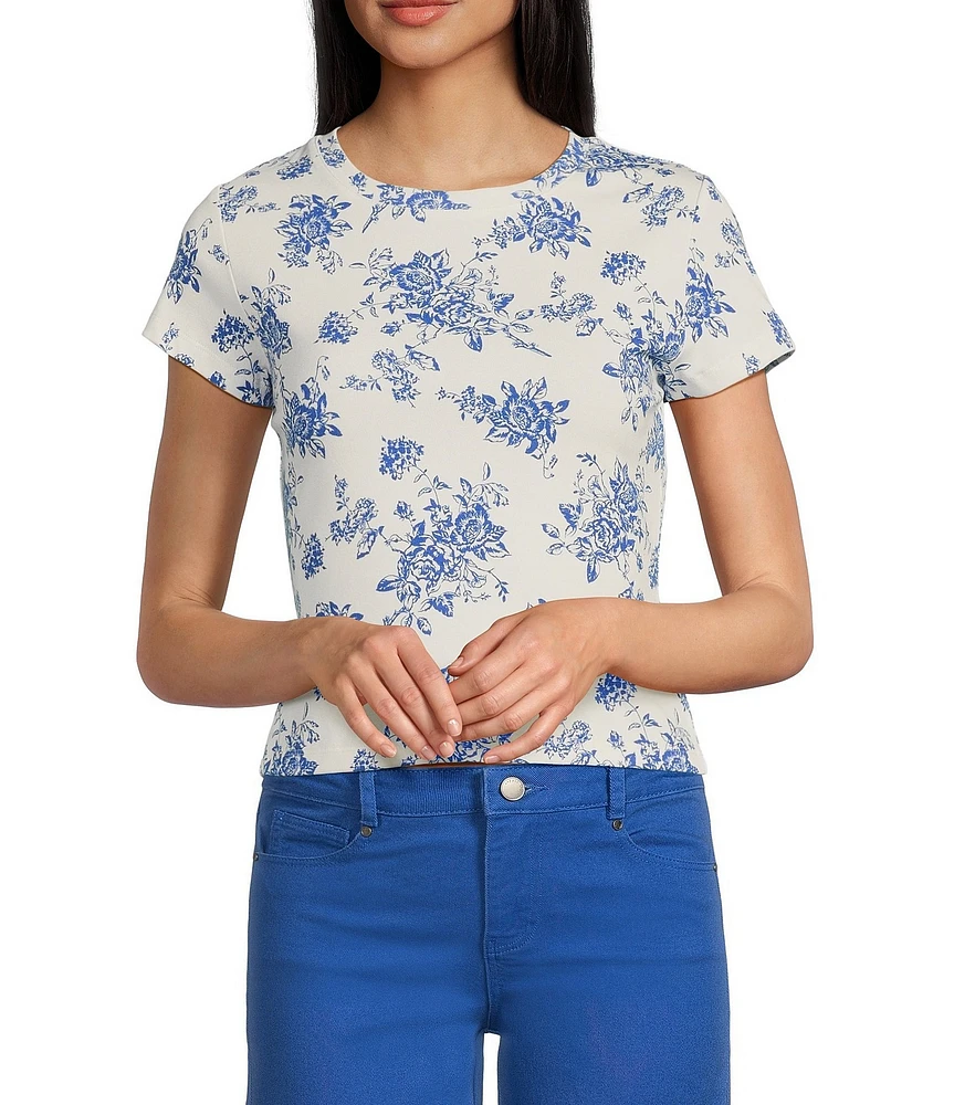 Copper Key Knit Floral Print T-Shirt