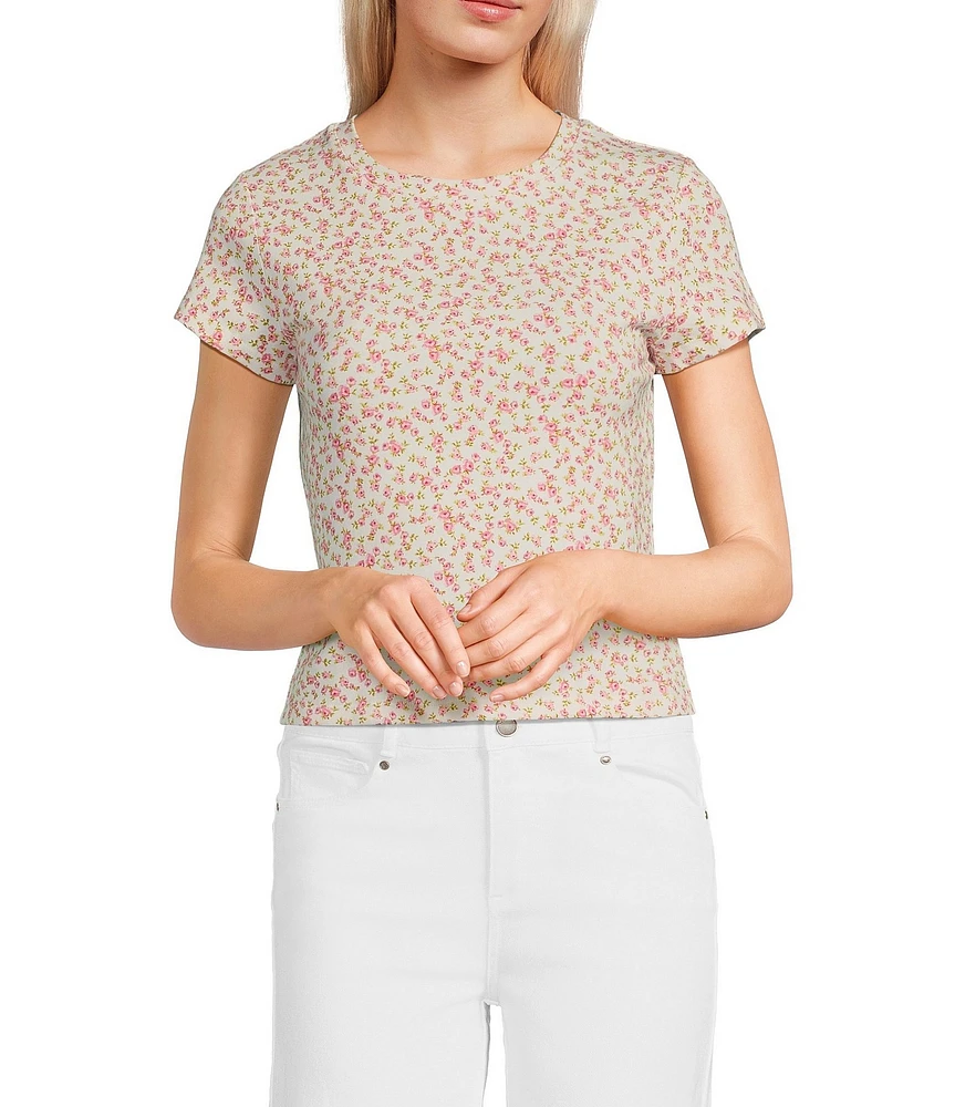 Copper Key Knit Rose Print T-Shirt