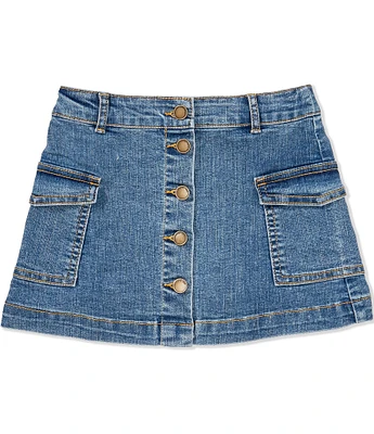 Copper Key Little Girls Button Front Denim Skirt