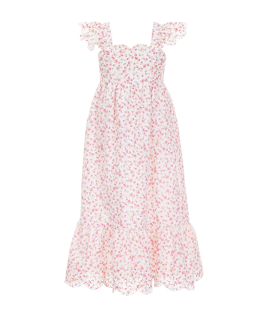 Copper Key Little Girls Eyelet Floral Midi Dress