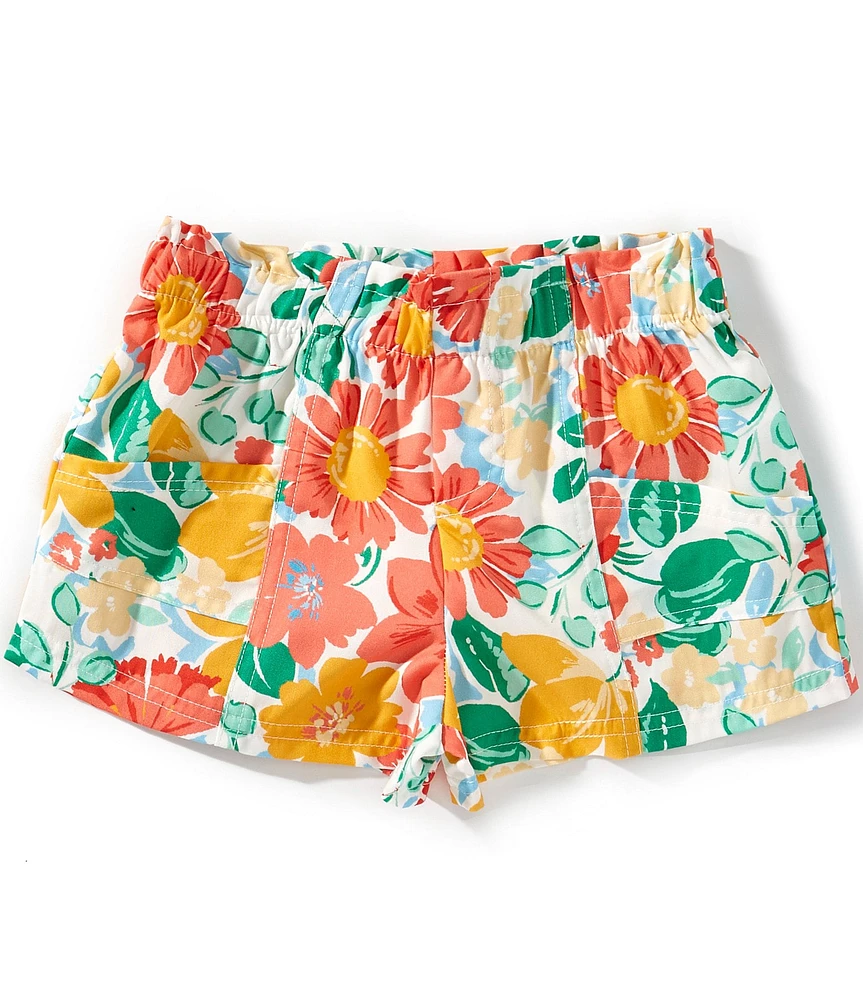 Copper Key Little Girls Floral Printed Paper Bag Shorts