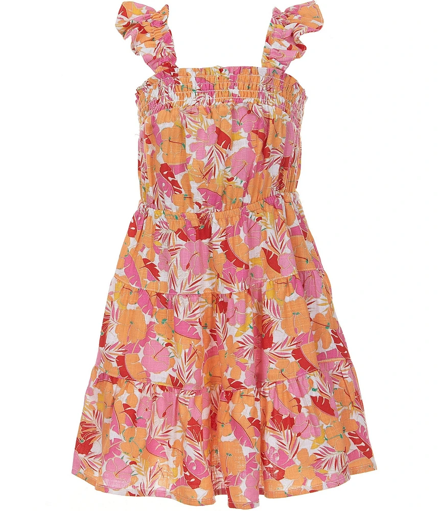 Copper Key Little Girls Tropical Floral Printed Dress