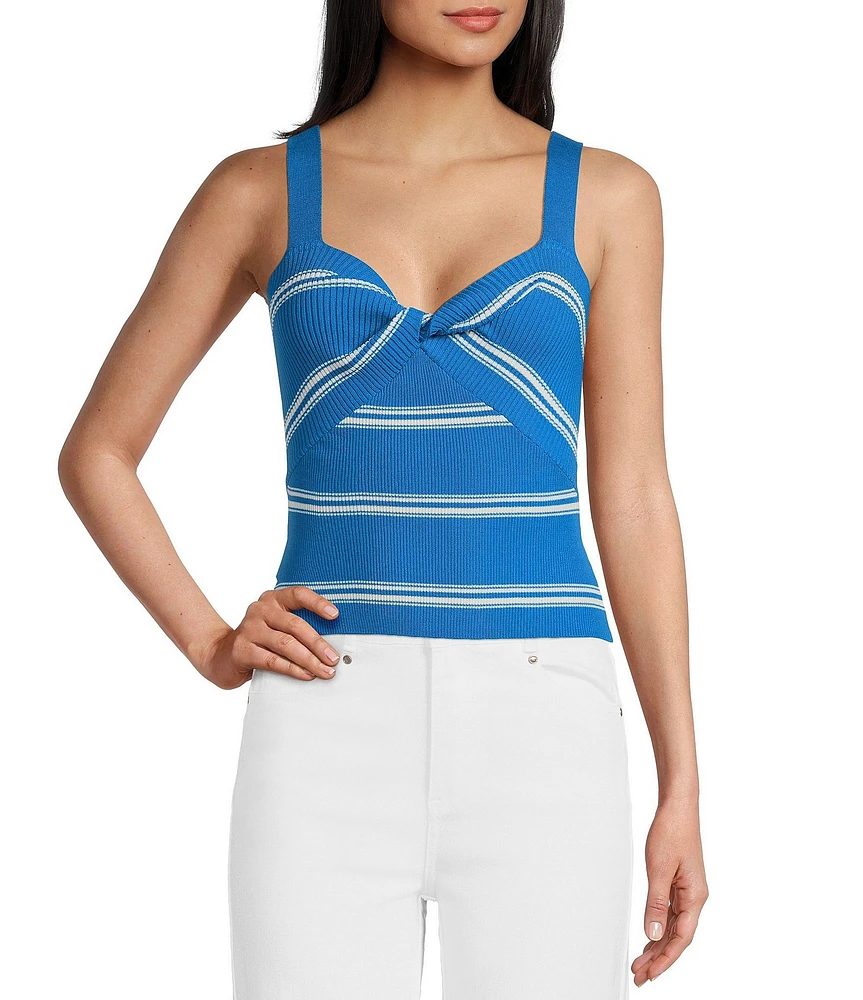 Copper Key Stripe Twist Knit Tank Top