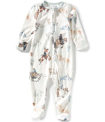 Copper Pearl Baby Boys Months Boone Western Print Long Sleeve Zip Front Footie