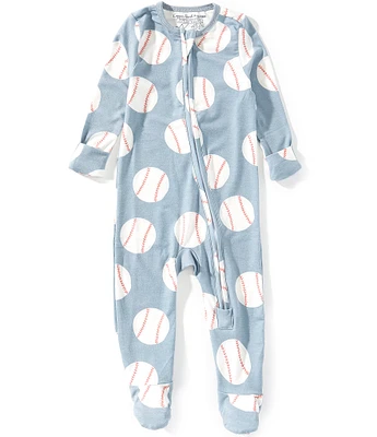 Copper Pearl Baby Boys Slugger Baseball Print Long Sleeve Zip Front Footie