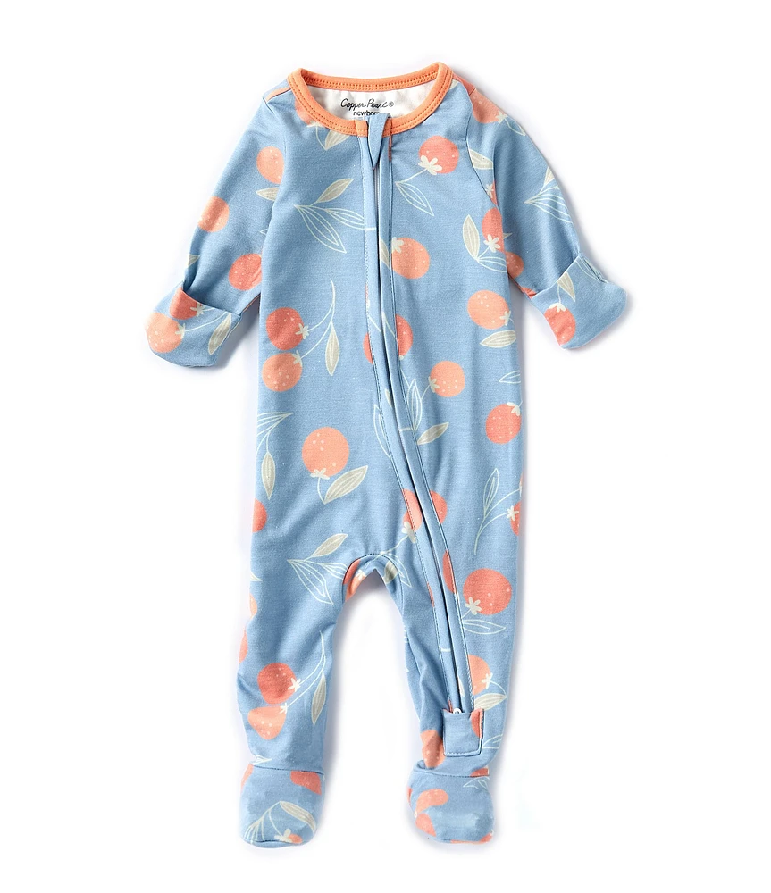 Copper Pearl Baby Girls Clementine Long Sleeve Zip Front Footie