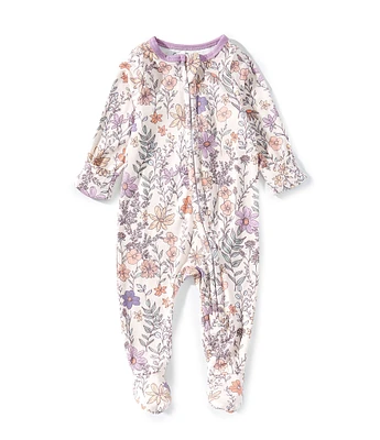 Copper Pearl Baby Girls Floral Print Long Sleeve Zip Front Footie