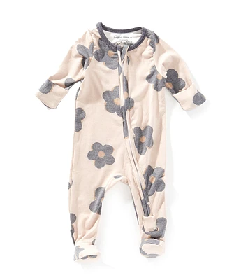 Copper Pearl Baby Girls Gemma Floral Print Long Sleeve Zip Front Footie
