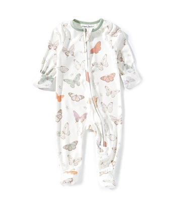 Copper Pearl Baby Girls Luna Butterfly Print Long Sleeve Zip Front Footie