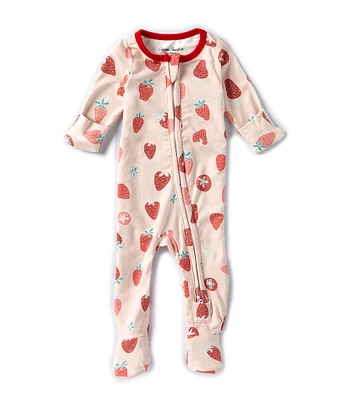 Copper Pearl Baby Girls Strawberry Long Sleeve Zip Front Footie