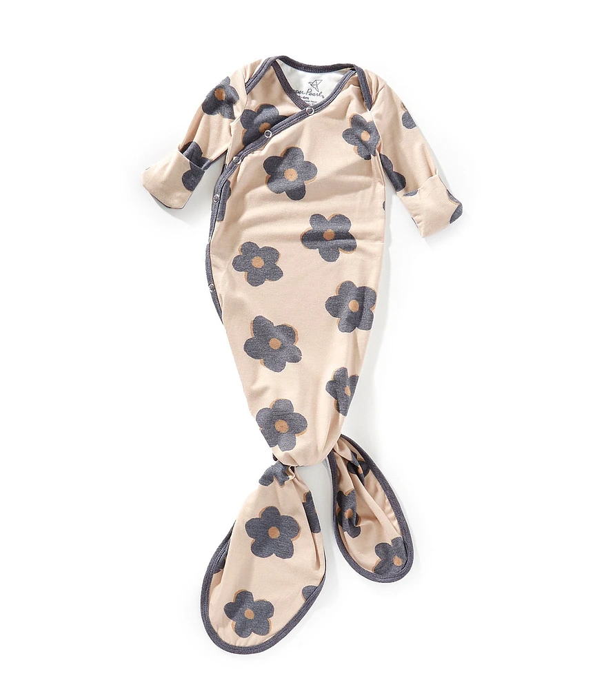 Copper Pearl Baby Girls Gemma Floral Print Long Sleeve Knotted Gown