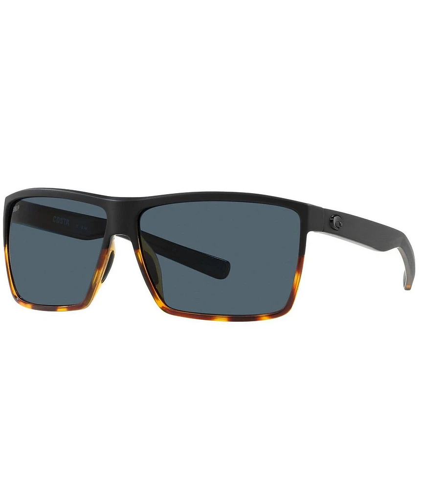 Costa Men's Rincon 63mm Square Black Tortoise Polarized Sunglasses