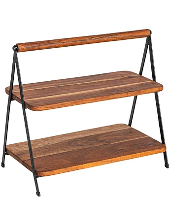 Creative Co Op Acacia Wood 2-Tier Serving Stand
