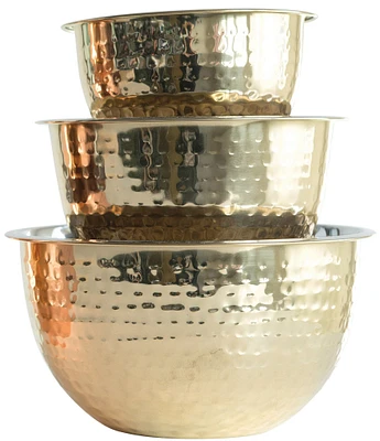 Creative Co Op Transitional Hammered Stainless Steel Bowls, Set of 3