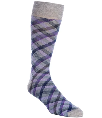 Cremieux Big & Tall Diagonal Plaid Crew Dress Socks