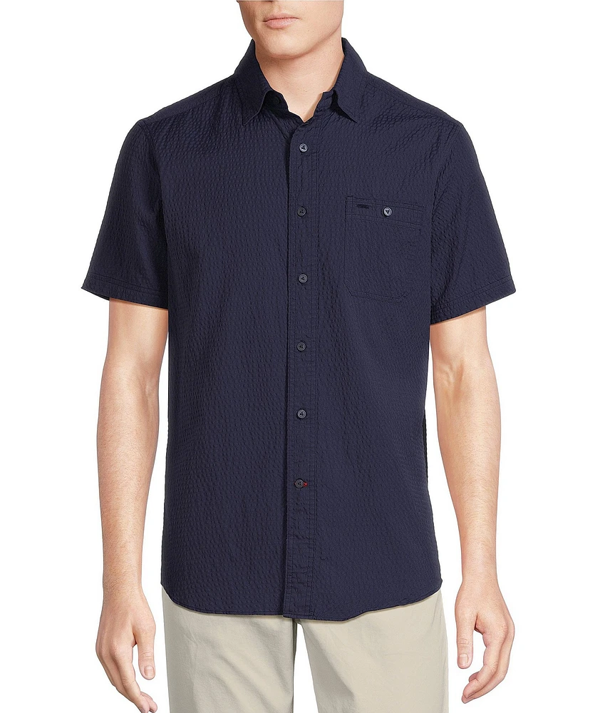 Cremieux Blue Label Big & Tall Performance Stretch Solid Seersucker Short Sleeve Woven Shirt