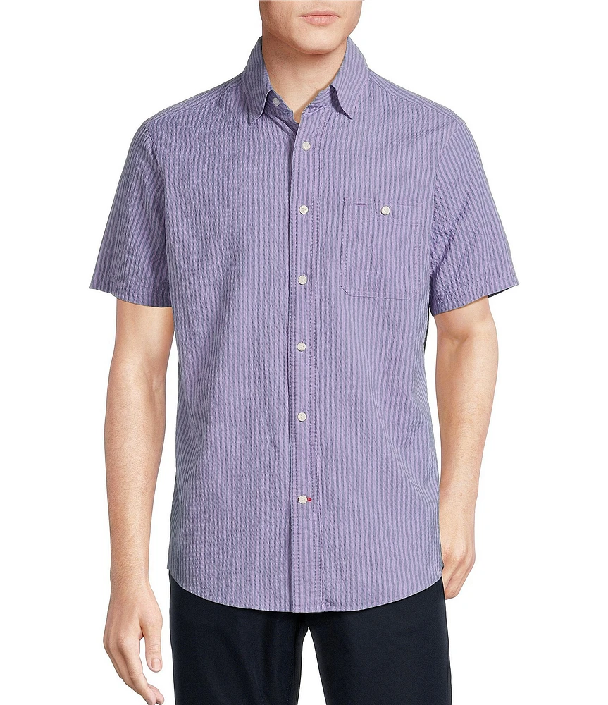 Cremieux Blue Label Big & Tall Performance Stretch Stripe Seersucker Short Sleeve Woven Shirt