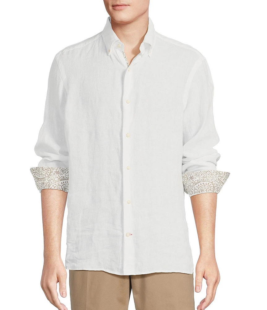 Cremieux Blue Label Cape Town Collection Solid Long Sleeve Woven Linen Shirt