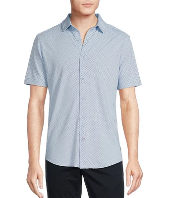 Cremieux Blue Label Dotted Coat Front Knit Short Sleeve Shirt