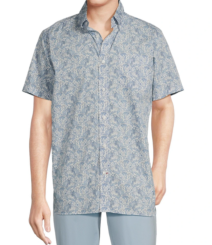 Cremieux Blue Label Floral Print Poplin Short Sleeve Woven Shirt