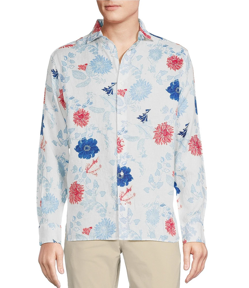 Cremieux Blue Label French Linen Floral Print Long Sleeve Woven Shirt