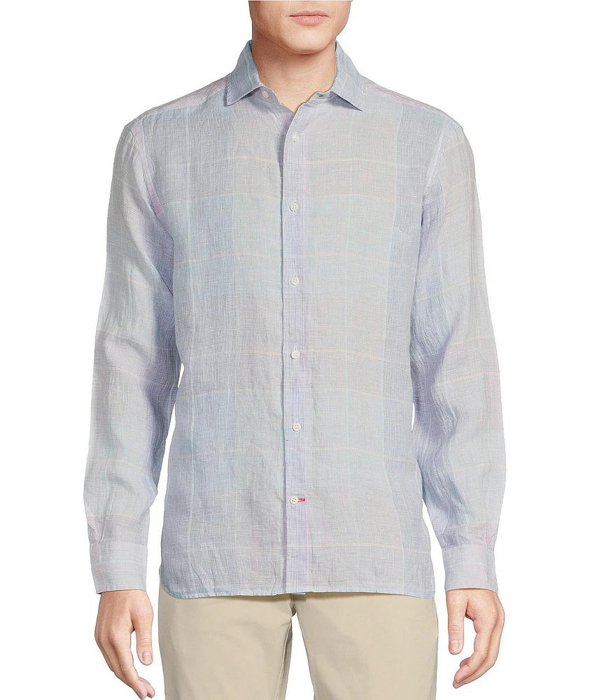 Cremieux Blue Label French Linen Plaid Long Sleeve Woven Shirt