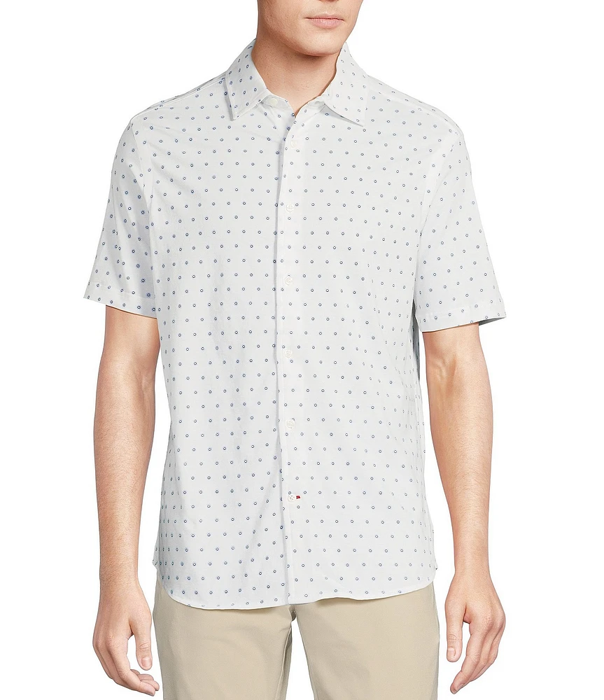 Cremieux Blue Label Geo Print Jersey Short Sleeve Coatfront Shirt