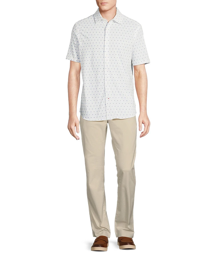 Cremieux Blue Label Geo Print Jersey Short Sleeve Coatfront Shirt