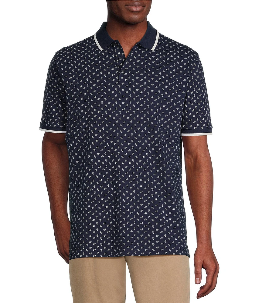 Cremieux Blue Label Paisley Print Short Sleeve Polo Shirt