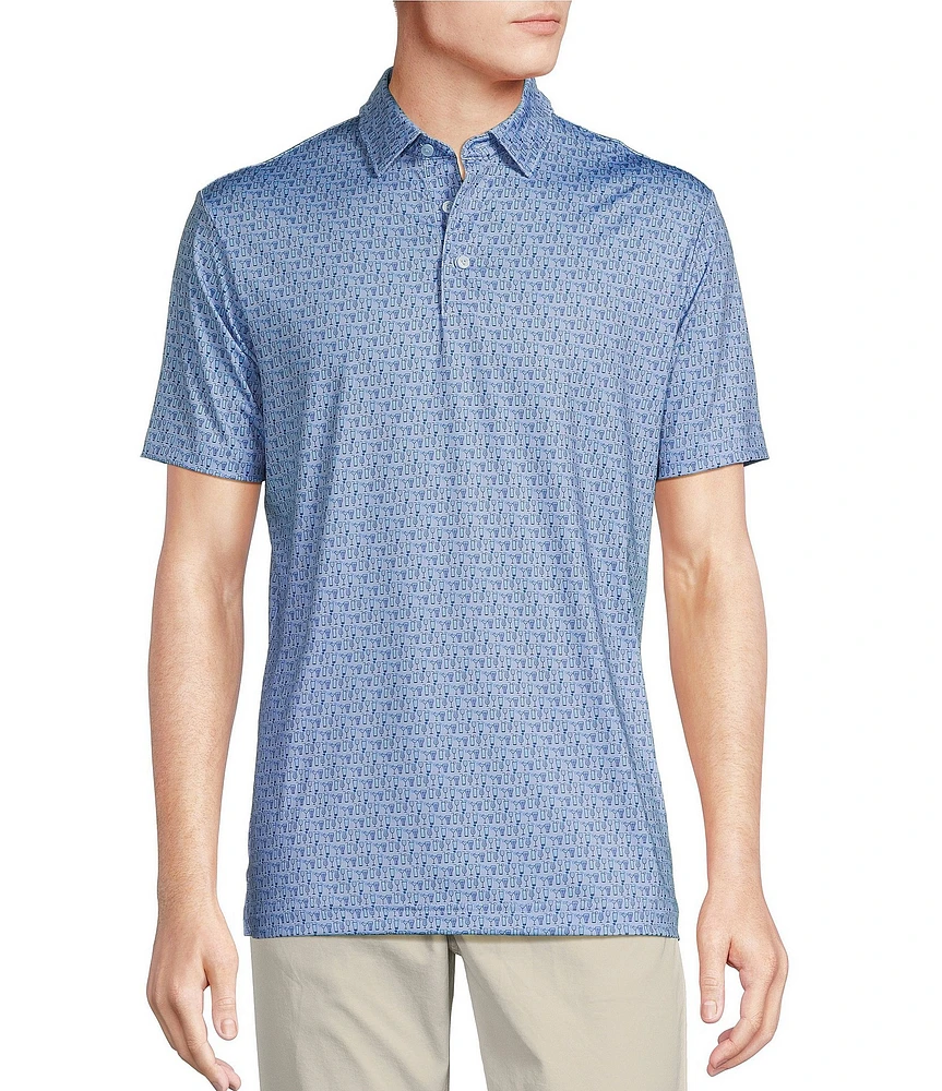 Cremieux Blue Label Performance Big & Tall Stretch Happy Hour Drinks Printed Short Sleeve Polo Shirt