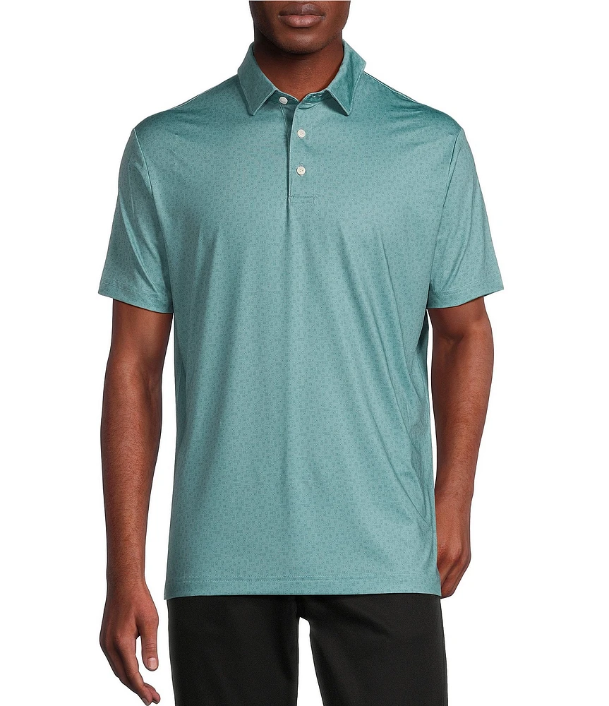 Cremieux Blue Label Performance Stretch Domino Print Short Sleeve Golf Polo Shirt