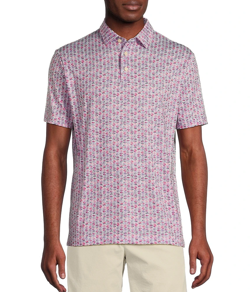 Cremieux Blue Label Performance Stretch Fish Print Short Sleeve Polo Shirt