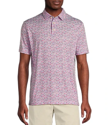 Cremieux Blue Label Performance Stretch Fish Print Short Sleeve Polo Shirt