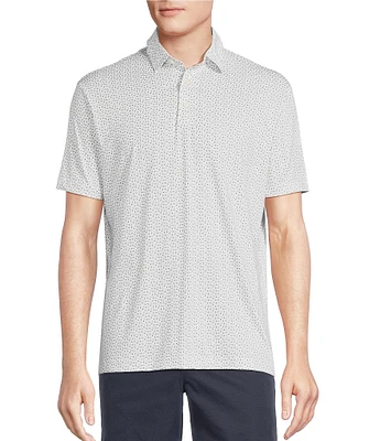 Cremieux Blue Label Performance Stretch Geo Print Short Sleeve Polo Shirt