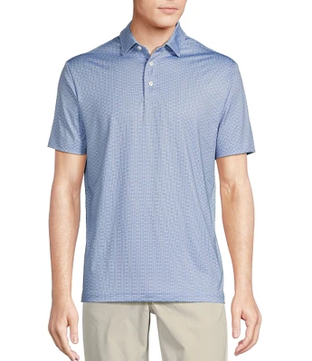 Cremieux Blue Label Performance Stretch Micro Geo Print Short Sleeve Golf Polo Shirt