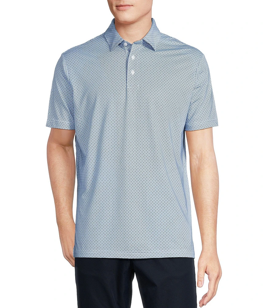 Cremieux Blue Label Performance Stretch Geometric Print Short Sleeve Polo Shirt
