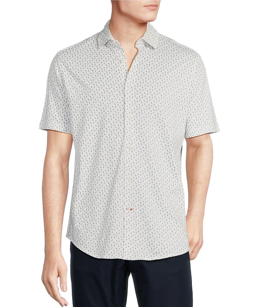 Cremieux Blue Label Cape Town Collection Short Sleeve Printed Coatfront Shirt