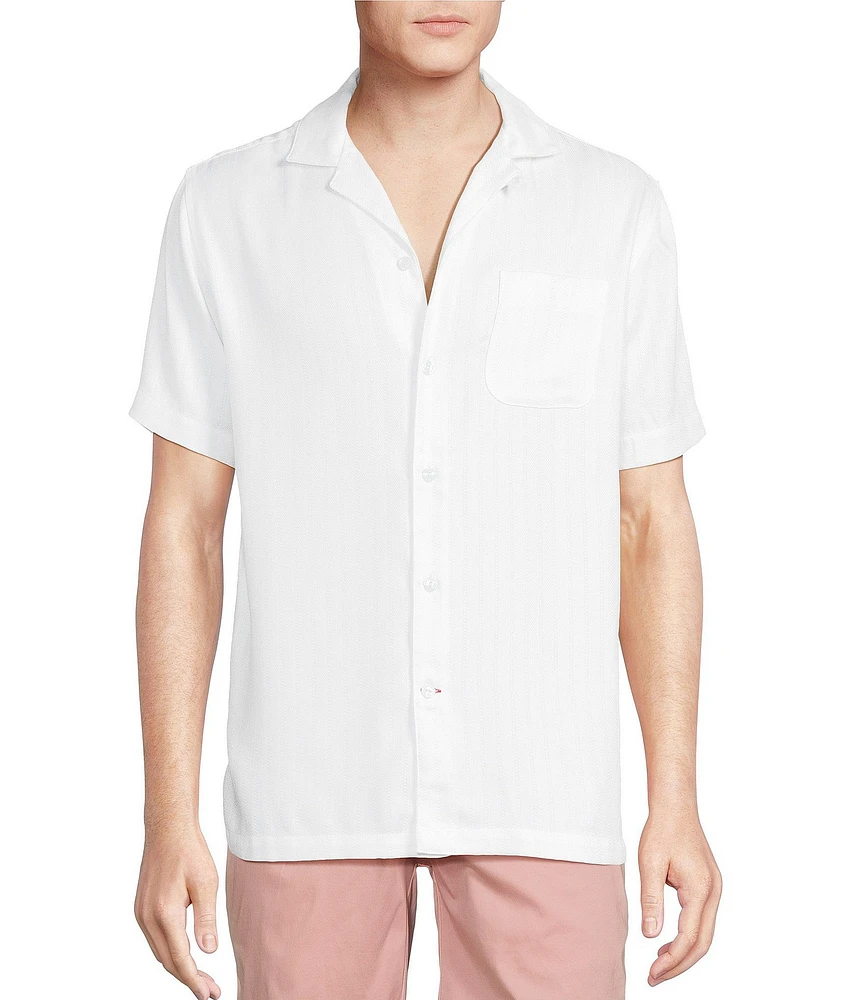 Cremieux Blue Label St. Tropez Solid Textured Short Sleeve Woven Camp Shirt