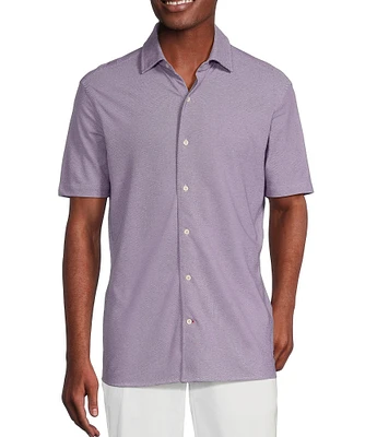 Cremieux Blue Label Solid Knit Oxford Short Sleeve Woven Shirt