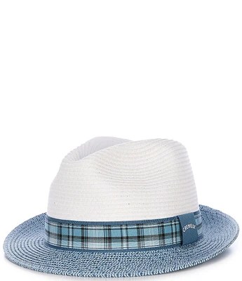 Cremieux Blue Label St. Tropez Collection Two-Tone Fine Braided Straw Fedora Hat